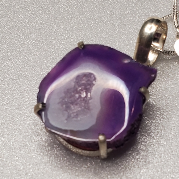 NEW Sliced Purple Colored Agate Pendant - Picture 5 of 6